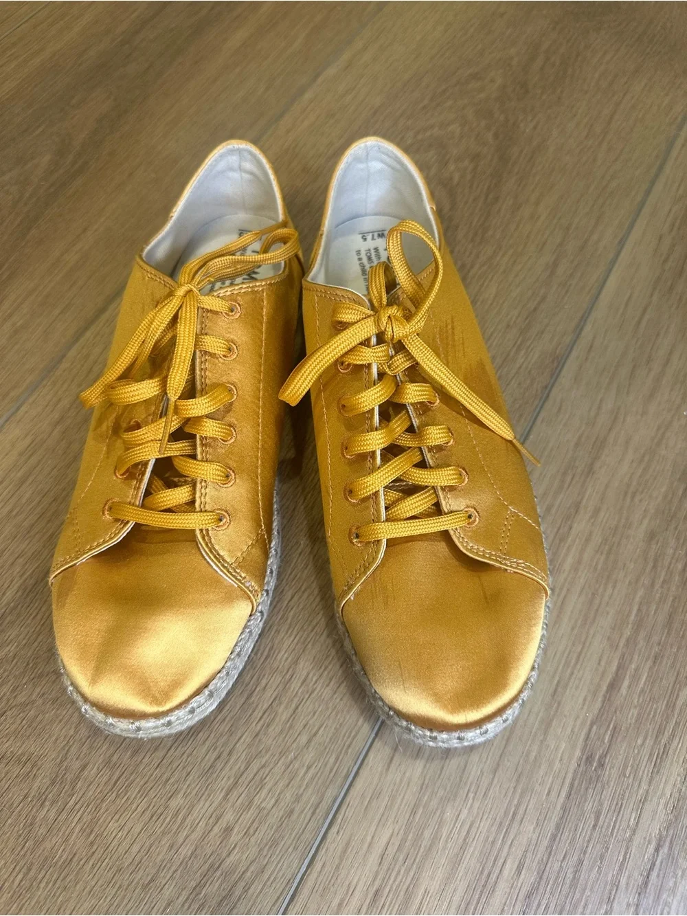 TOMS Lena sunflower gold Satin Lace-Up Espadrille Sneakers eclectic 7.5